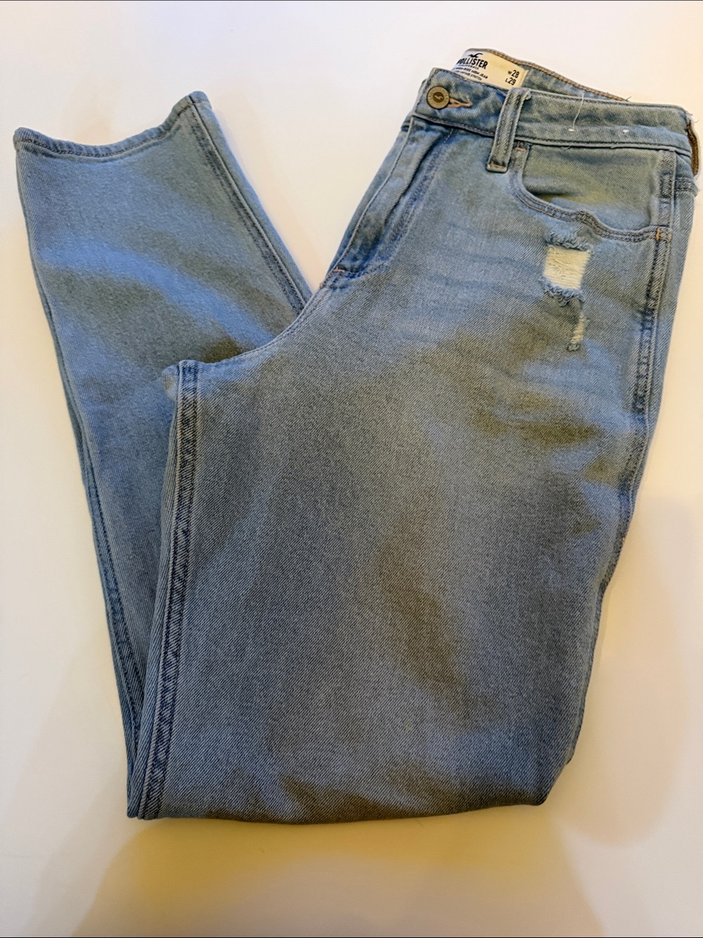 Hollister Faded Light Blue High-Rise Straight Jeans